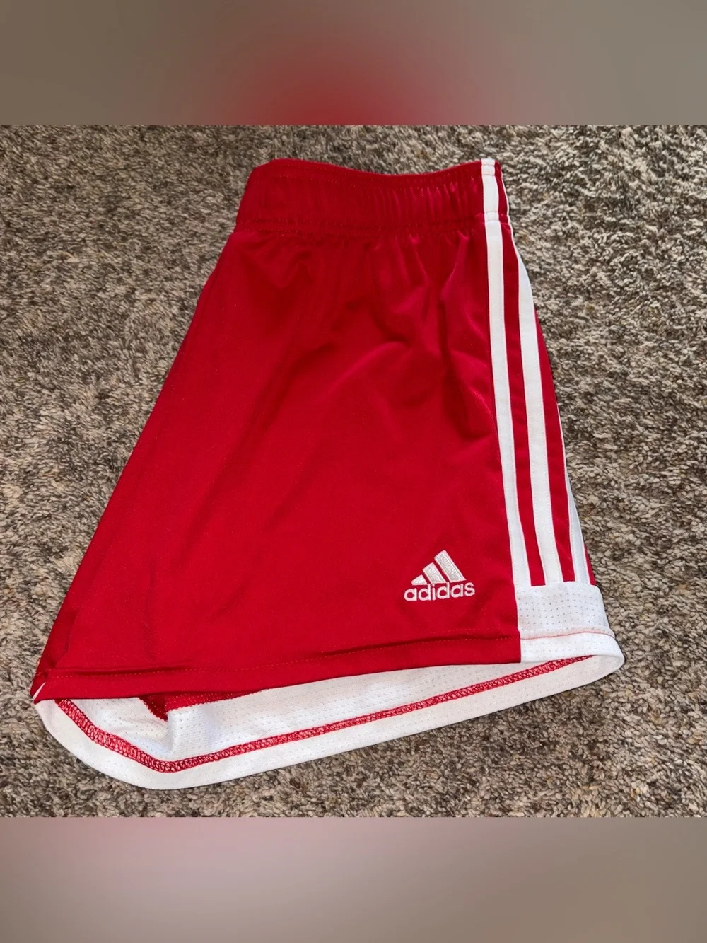 adidas Red Athletic Shorts with White Trim - Picture 5 of 6
